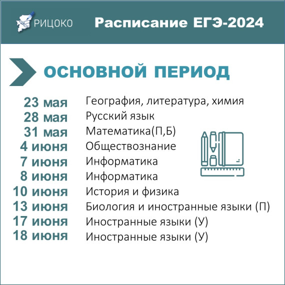 Утверждено расписание проведения ЕГЭ, ОГЭ и ГВЭ в 2024 году.